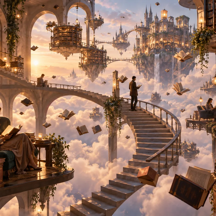 Surreal floating library